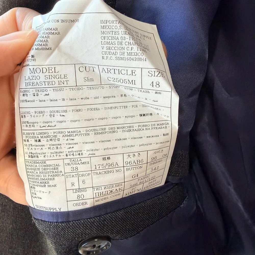 Suitsupply Lazio Gray Single-Breasted Wool Sport Coat – Size 38